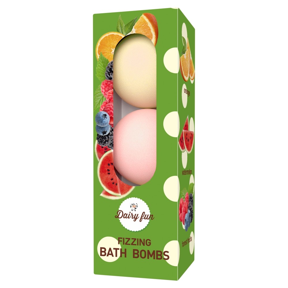 DELIA COSMETICS DAIRY FUN Pomaranč Vodný melón Lesné ovocie Šumivé bomby do kúpeľa 3 x 100 g