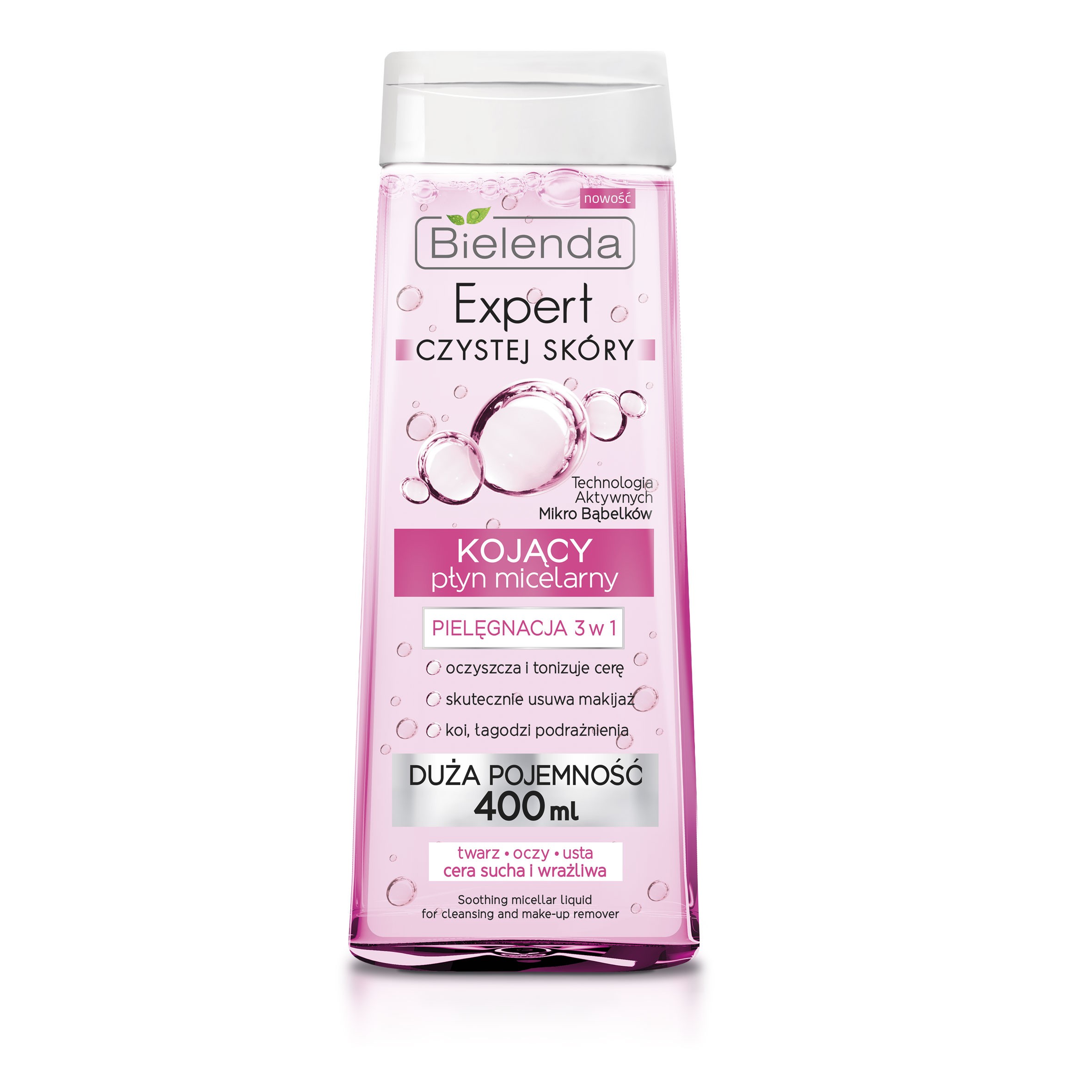 Bielenda Expert Clean Skin upokojujúca micelárna voda 3v1 400ml