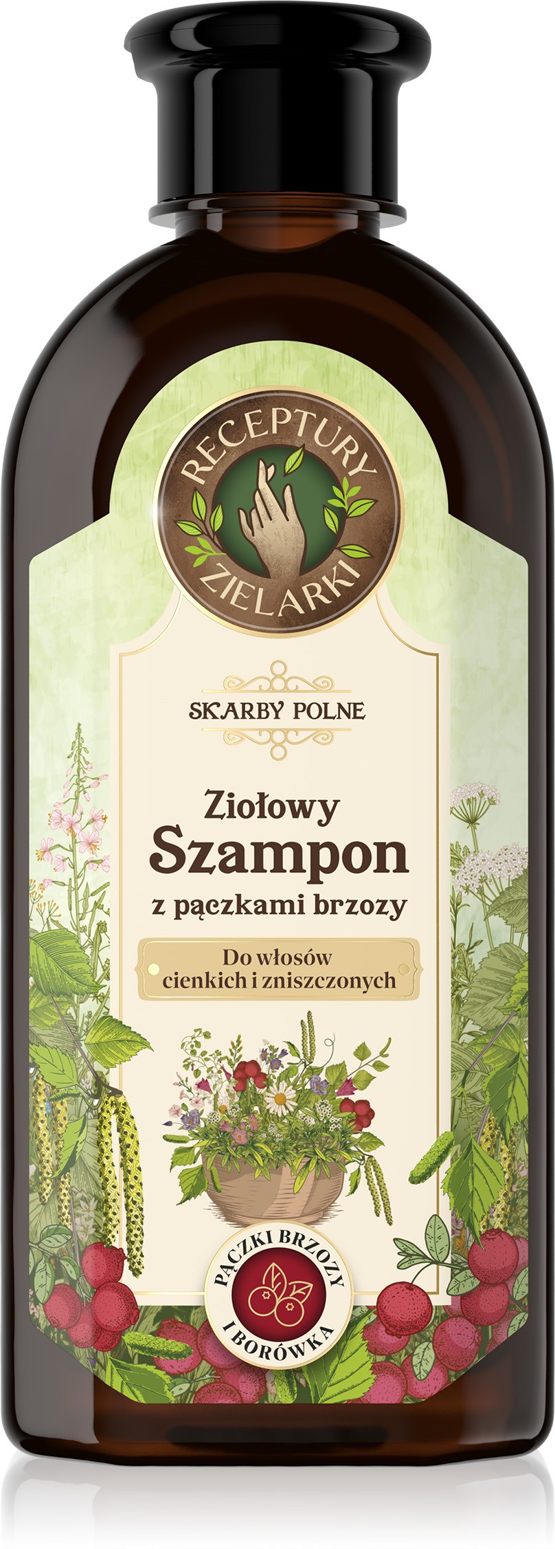 RECEPTY BYLINKÁRKY AGAFIE Skarby Polne Bylinný šampón s brezovými púčikmi pre tenké a poškodené vlasy 350 ml