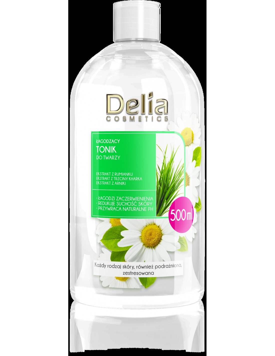 Delia Cosmetics upokojujúce pleťové tonikum s výťažkom z harmančeka 500 ml