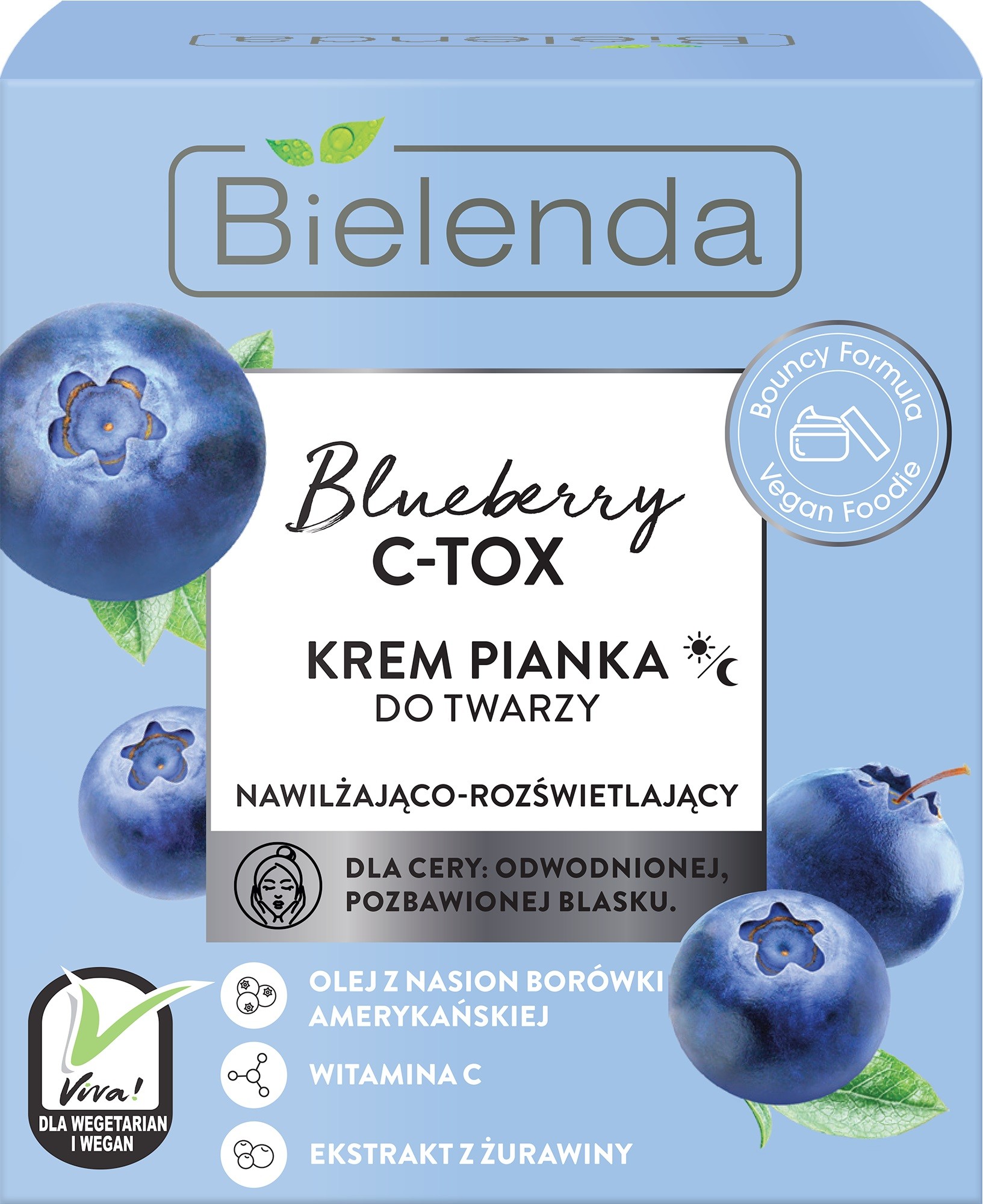 Bielenda Blueberry C-TOX Hydratačný a rozjasňujúci krém-pena na tvár na deň a noc