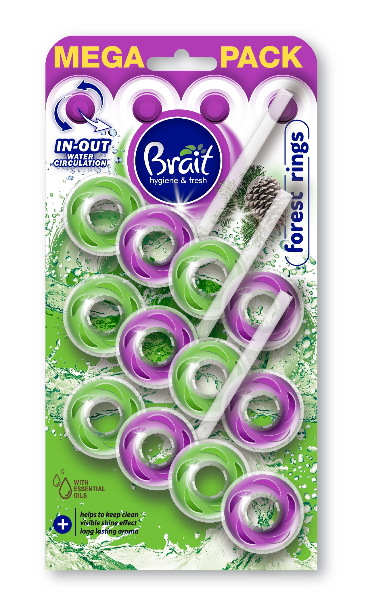 Brait Hygiene & Fresh 2-fázový WC blok na WC Forest Rings 1 balenie - 3 ks