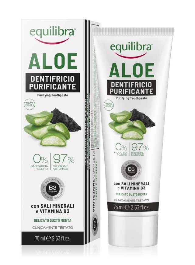 EQUILIBRA Aloe čistiaca zubná pasta s aktívnym uhlím 75ml