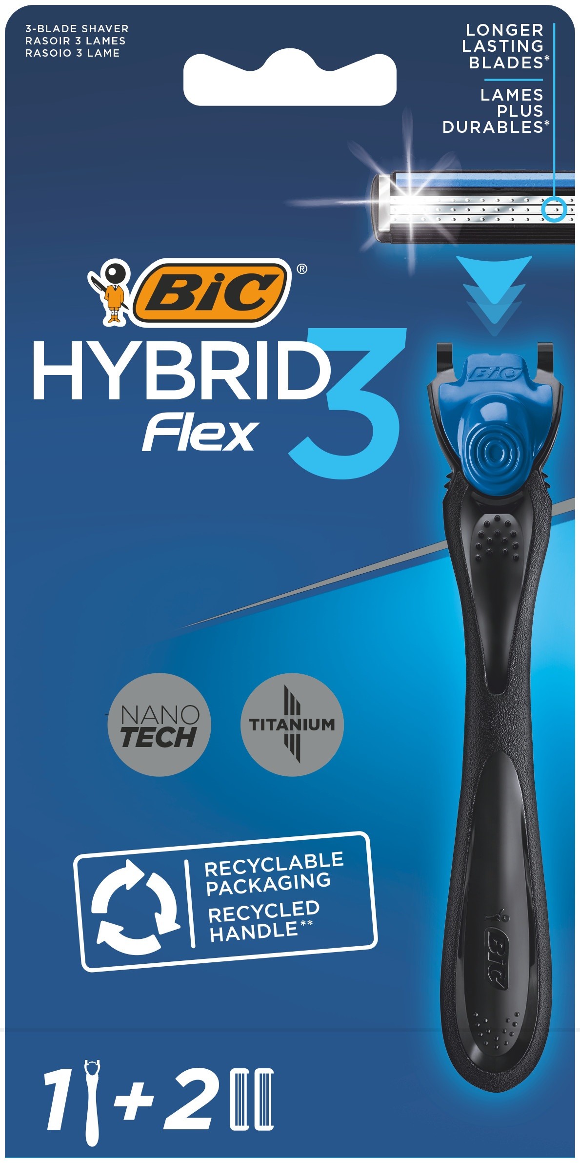 Holiaci strojček Bic System Hybrid Flex 3 Blister 1ks