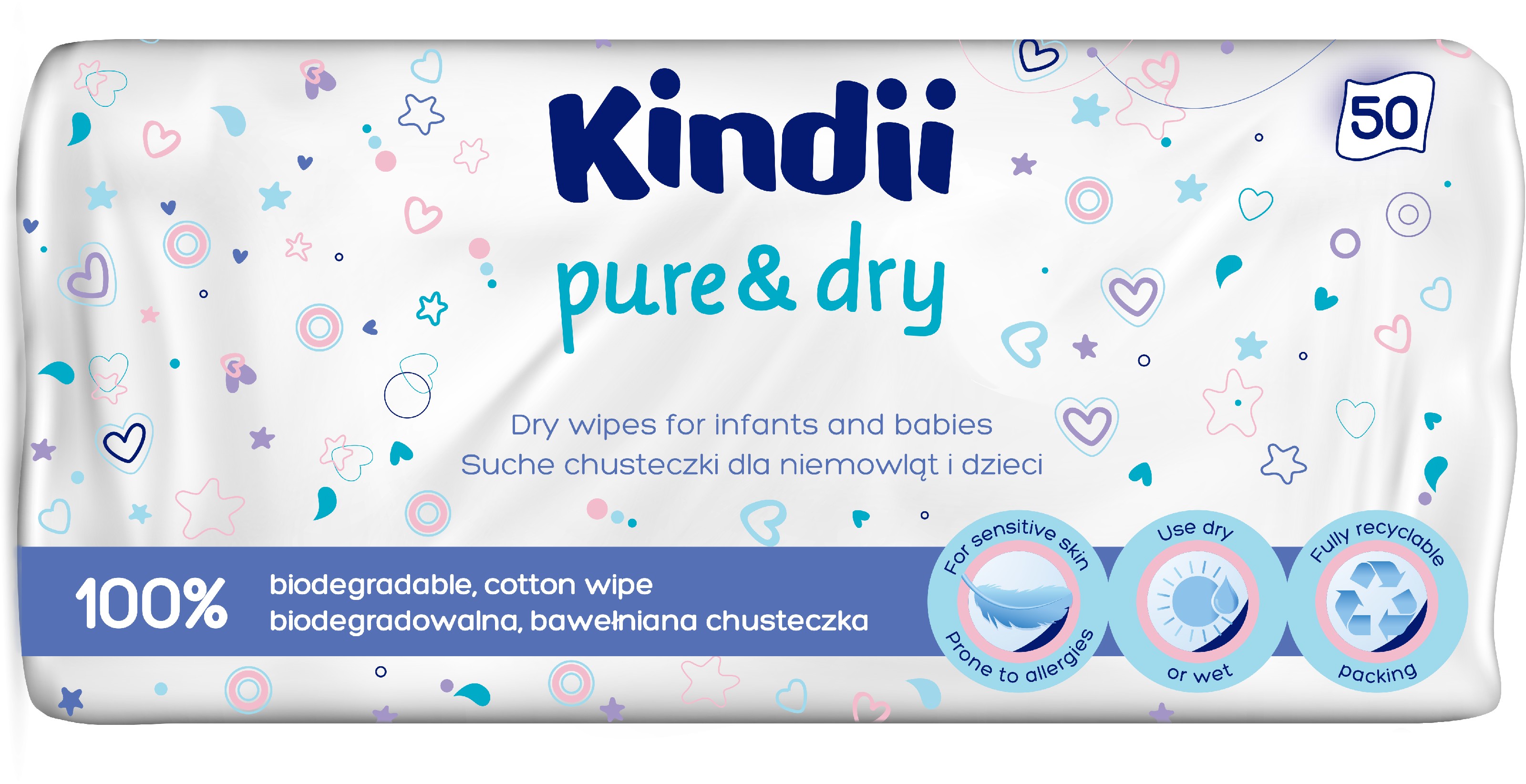 Kindii Pure & Dry obrúsky pre dojčatá a deti 1op.-50ks