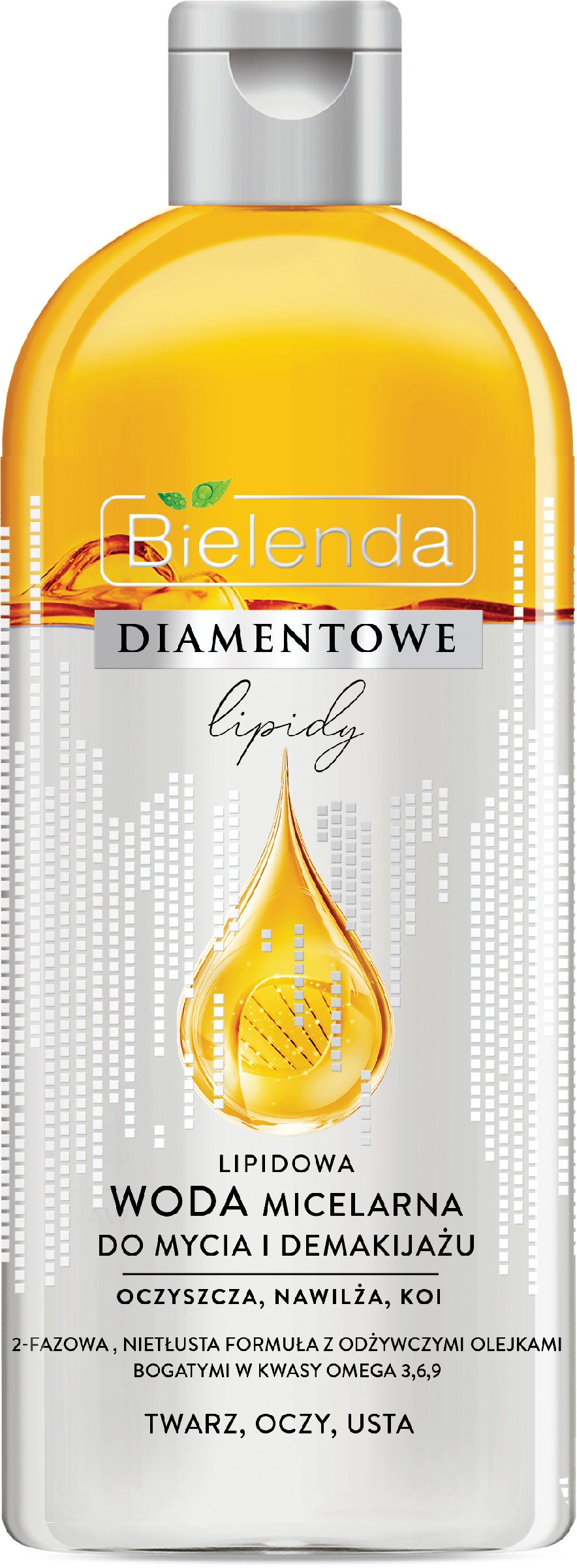 Bielenda Diamond Lipids Lipidová micelárna voda na čistenie a odstraňovanie make-upu 425ml