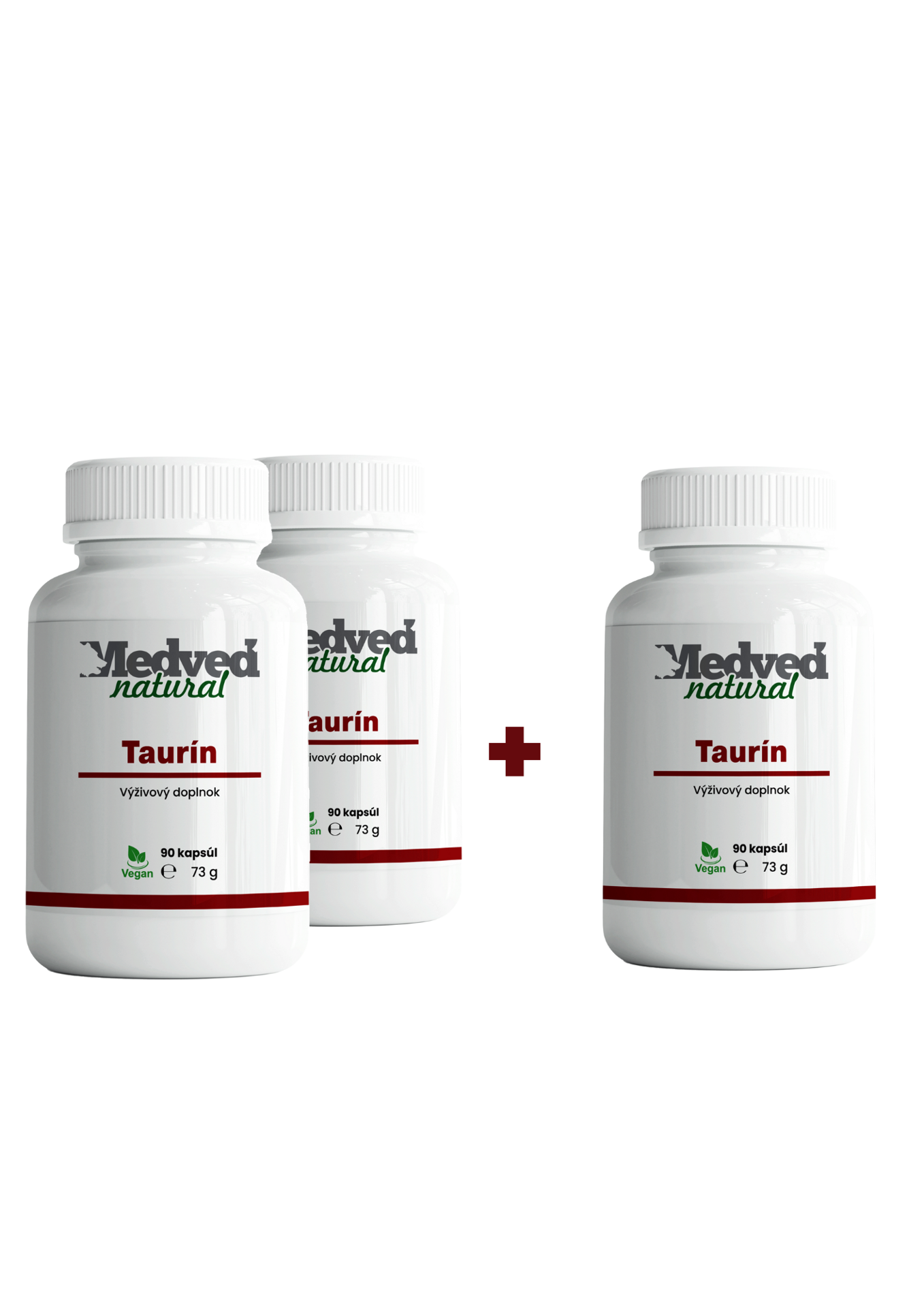 Medveď natural  2x Taurín po 90 kapsúl + 1x Taurín ZADARMO  (270 kapsúl spolu)