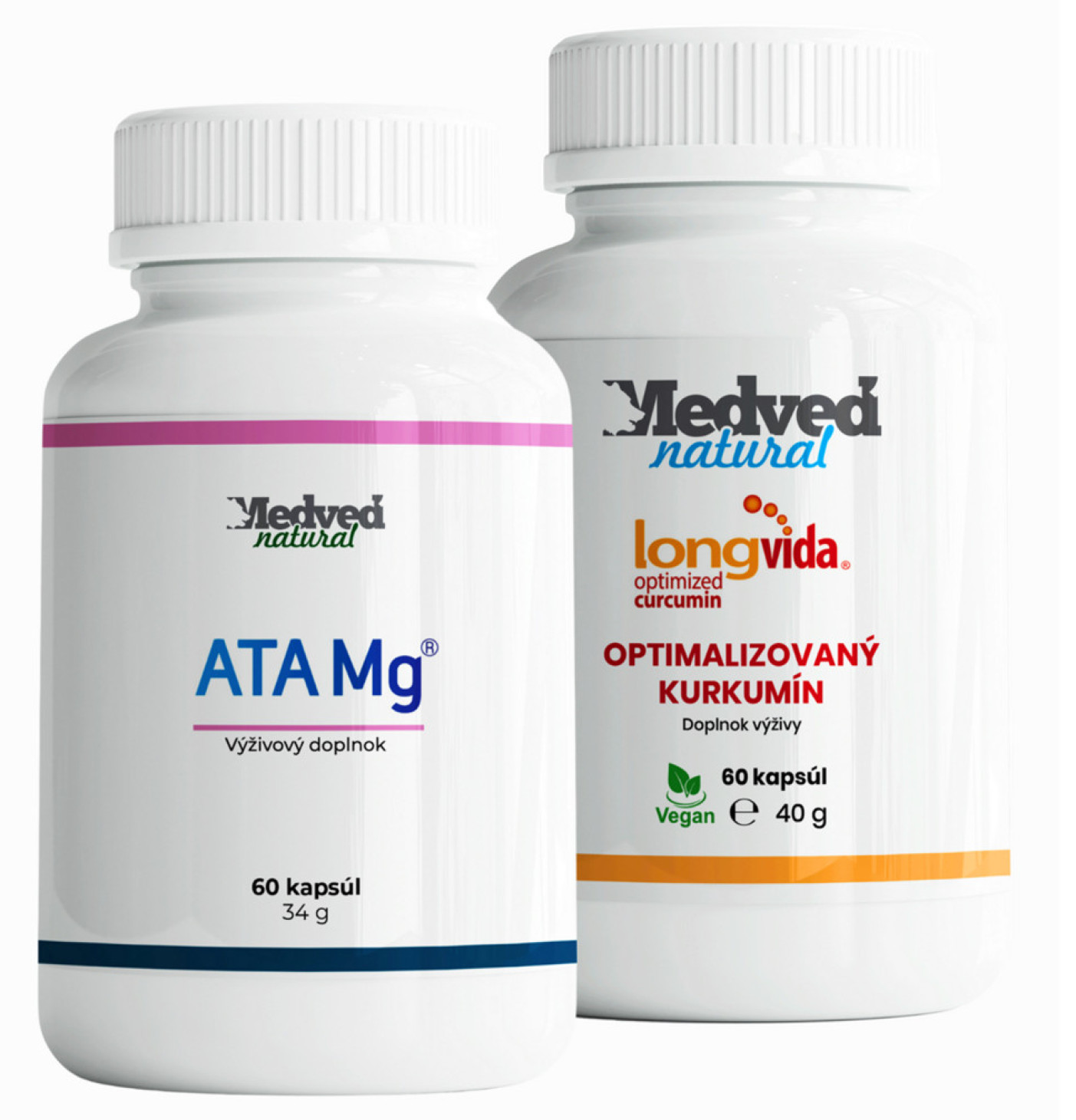 Medveď natural  ATA horčík 60 kapsúl + LongVida® optimalizovaný kurkumín 60 kapsúl